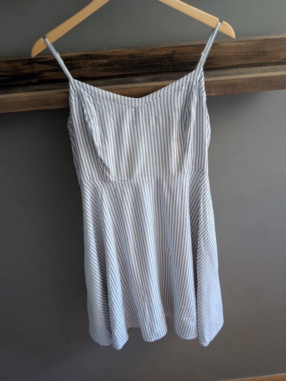 Old Navy Blue & White Striped Fit & Flare Sundress Smocked Sides Large